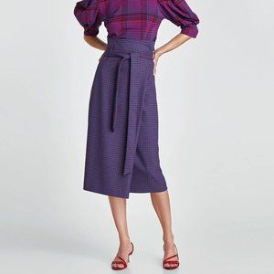Zara Check/Plaid Wrap Skirt Size S